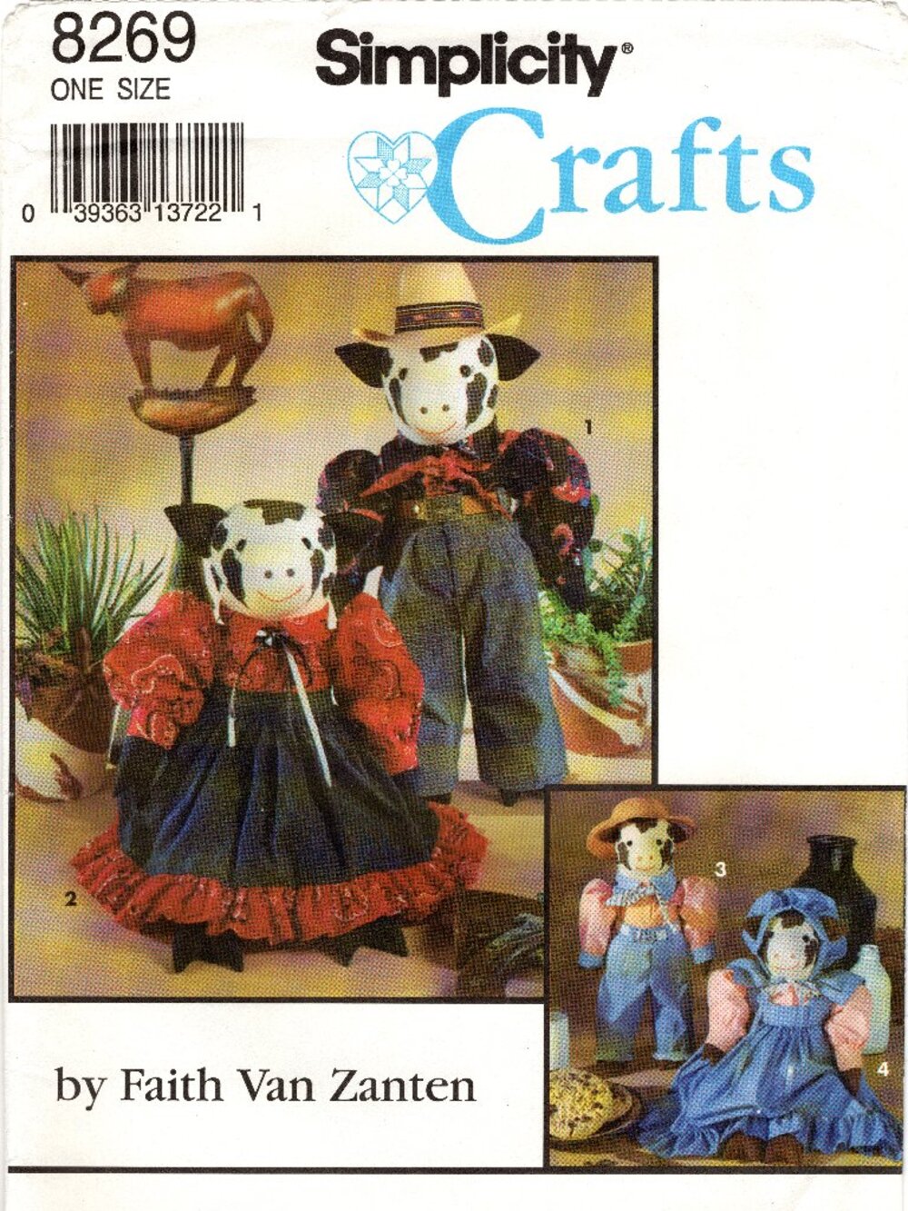 Simplicity Crafts Faith Van Zanten 8269 Decorative Cows & Clothes Pattern Uncut